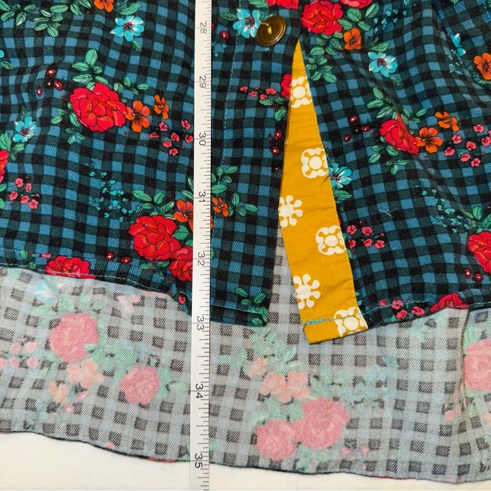 Matilda Jane checkered floral fa la la long sleeve shirt dress green red S - Picture 15 of 16